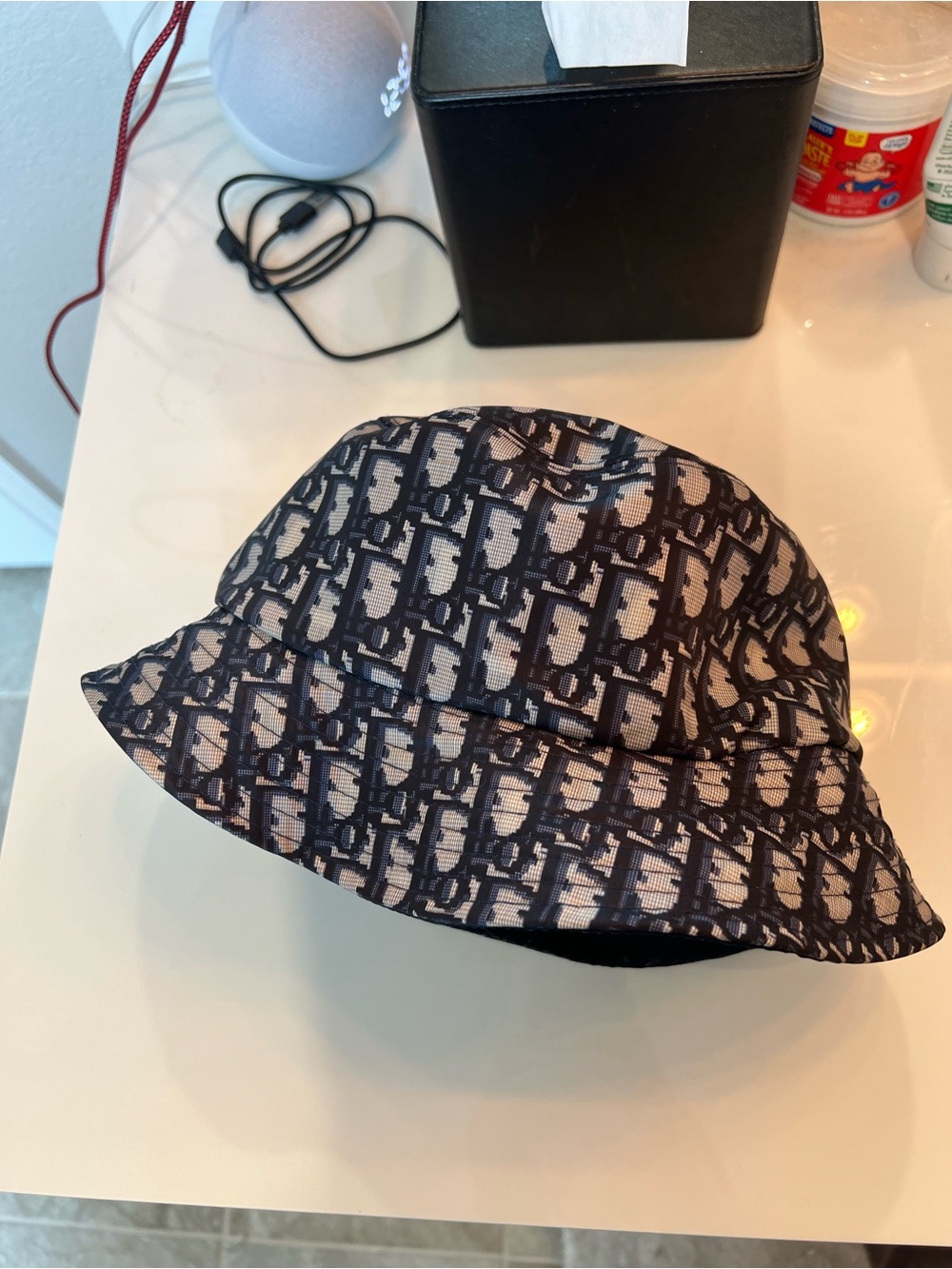 Black Patterned Bucket Hat for Women